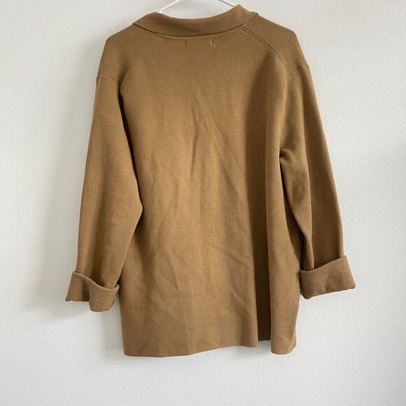 Banana Republic Sweater Cardigan Women M Camel Tan Knit Cotton Minimalist Office - Picture 2 of 12